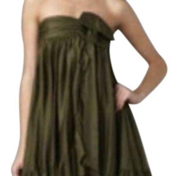 Diane von Furstenberg Tolara Olive Green Strapless Cocktail Dress - Picture 2 of 3
